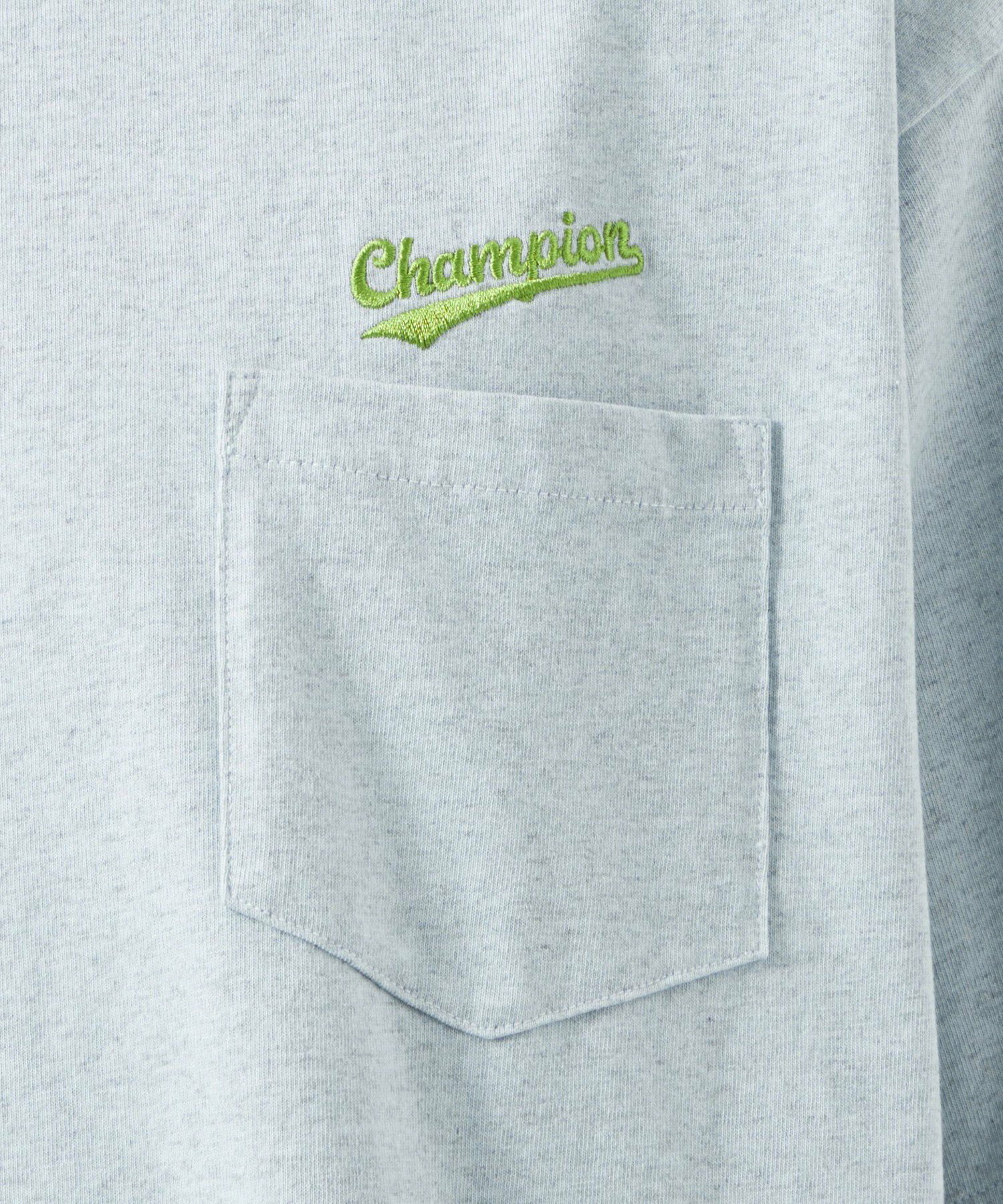 【別注】<Champion*green label relaxing>ロゴ ポケット Tシャツ